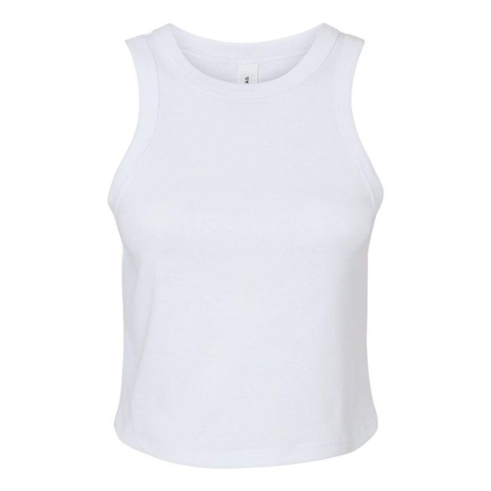 Women�'s Micro Rib Racer Tank / Solid White Blend - Picture 3 of 7